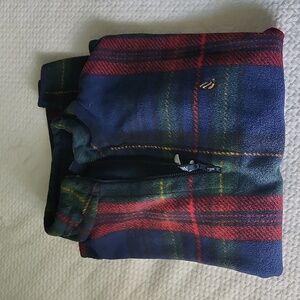 Vintage 1990s Nautica Plaid Fleece Pullover 1/4 Front Zip Made in USA XXL Jacket